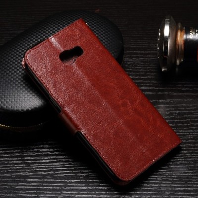 Samsung Galaxy A7 2017 (A720) atvēramais ādas brūns maciņš (maks) / Vacins.lv