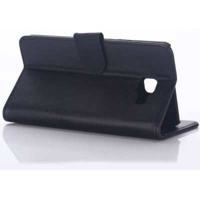 Samsung Galaxy A7 2017 (A720) atvēramais ādas melns retro maciņš (maks) / Vacins.lv