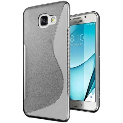 Samsung Galaxy A7 2017 (A720) „S-Line“ kieto silikono skaidrus TPU pilkas dėklas - nugarėlė / Priedai.lt