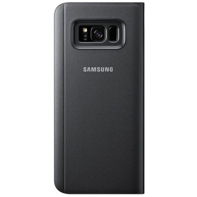 Samsung Galaxy S8+ (G955) oficiāls Clear View Standing Cover atvērams melns ādas maciņš / Vacins.lv
