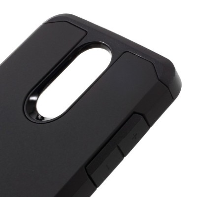 Sustiprintos apsaugos LG K8 2017 (X240, M200N) juodas kieto silikono (TPU) ir plastiko dėklas / Priedai.lt