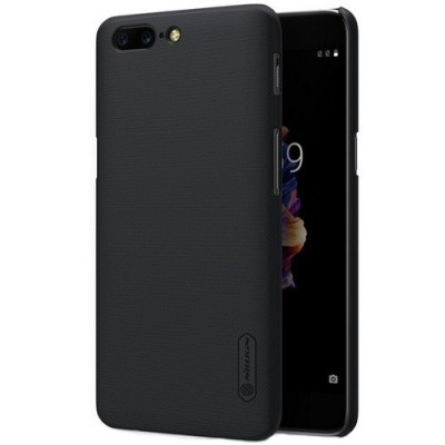 OnePlus 5 (OnePlus Five) Nillkin Frosted Shield juodas plastikinis dėklas / Priedai.lt