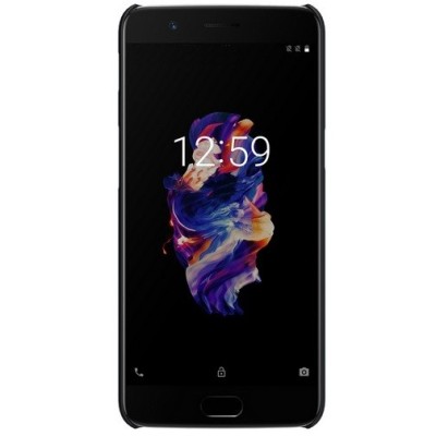 OnePlus 5 (OnePlus Five) Nillkin Frosted Shield melns plastmasas apvalks / vacins.lv