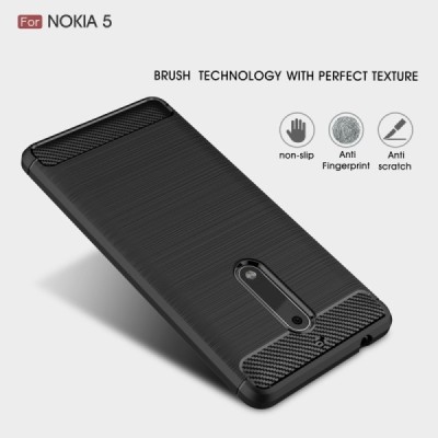 Nokia 5 „Carbon“ kieto silikono TPU juodas dėklas - nugarėlė / Priedai.lt