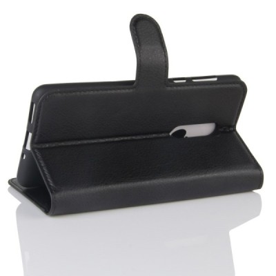 Nokia 5 atverčiamas juodas odinis dėklas, knygutė - piniginė / Priedai.lt