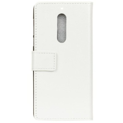 Nokia 5 atvēramais ādas balts maciņš, grāmata (maks) / Vacins.lv