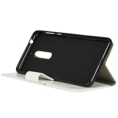 Nokia 5 atvēramais ādas balts maciņš, grāmata (maks) / Vacins.lv