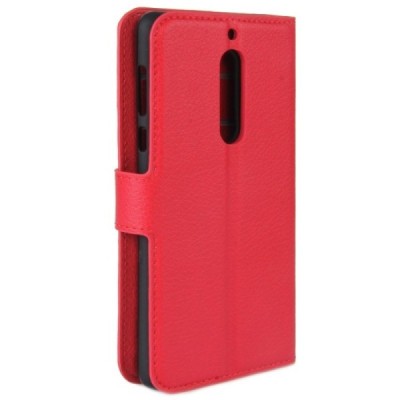 Nokia 5 atvēramais ādas sarkans maciņš, grāmata (maks) / Vacins.lv