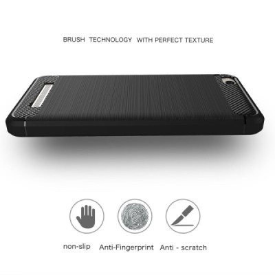 Xiaomi Redmi 4A „Carbon“ cieta silikona (TPU) melns apvalks / vacins.lv