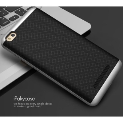 Xiaomi Redmi 4A „IPAKY“ cieta silikona (TPU) melns apvalks (apmales - sudrabā krāsā) / Vacins.lv