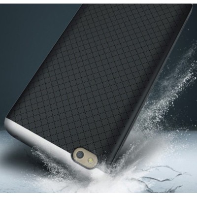 Xiaomi Redmi 4A „IPAKY“ cieta silikona (TPU) melns apvalks (apmales - sudrabā krāsā) / Vacins.lv