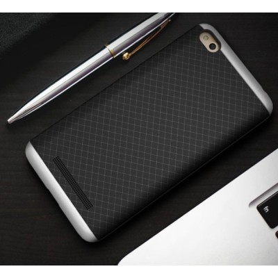 Xiaomi Redmi 4A „IPAKY“ cieta silikona (TPU) melns apvalks (apmales - sudrabā krāsā) / Vacins.lv