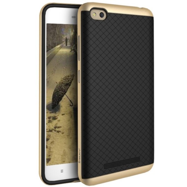 „IPAKY“ kieto silikono (TPU) dėklas - juodas / auksinis (Redmi 4A)
