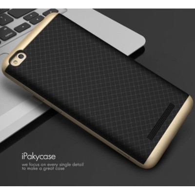 Xiaomi Redmi 4A „IPAKY“ kieto silikono TPU juodas (aukso spalvos apvadais) dėklas - nugarėlė / Priedai.lt
