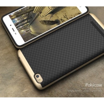 Xiaomi Redmi 4A „IPAKY“ kieto silikono TPU juodas (aukso spalvos apvadais) dėklas - nugarėlė / Priedai.lt