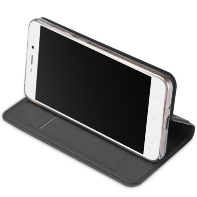 Xiaomi Redmi 4A „Dux Ducis“ Skin sērijas melns ādas atvērams maciņš / Vacins.lv