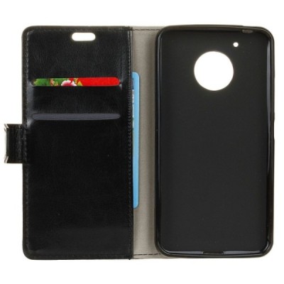 Motorola Moto G 5rd (5 Gen) atvēramais ādas melns maciņš, grāmata (maks) / Vacins.lv