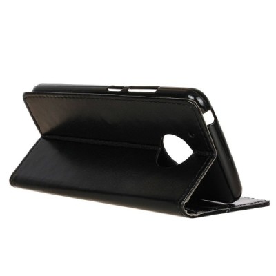 Motorola Moto G 5rd (5 Gen) atvēramais ādas melns maciņš, grāmata (maks) / Vacins.lv