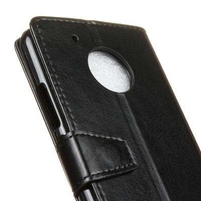 Motorola Moto G 5rd (5 Gen) atvēramais ādas melns maciņš, grāmata (maks) / Vacins.lv