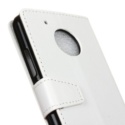 Motorola Moto G 5rd (5 Gen) atvēramais ādas balts maciņš, grāmata (maks) / Vacins.lv