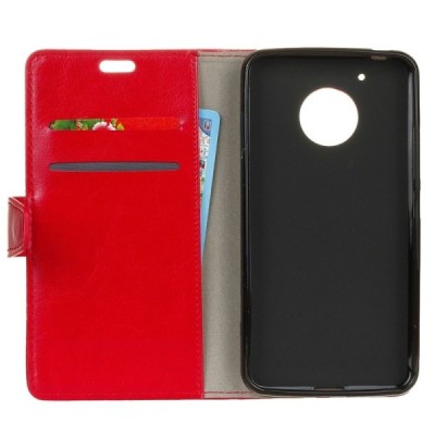 Motorola Moto G5 atvēramais ādas sarkans maciņš, grāmata (maks) / Vacins.lv