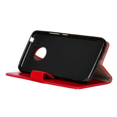 Motorola Moto G5 atvēramais ādas sarkans maciņš, grāmata (maks) / Vacins.lv