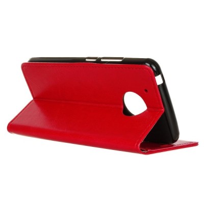 Motorola Moto G5 atvēramais ādas sarkans maciņš, grāmata (maks) / Vacins.lv