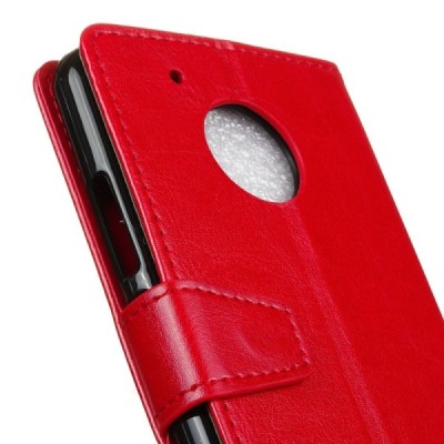 Motorola Moto G5 atvēramais ādas sarkans maciņš, grāmata (maks) / Vacins.lv