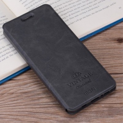 Meizu m5 note „Mofi“ Vintage sērijas melns ādas atvērams maciņš / Vacins.lv