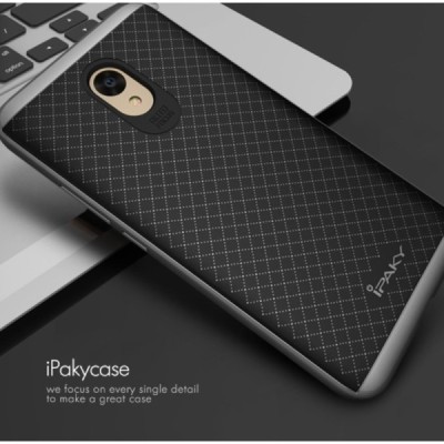 Meizu m5 note „IPAKY“ kieto silikono TPU juodas (pilkos spalvos apvadais) dėklas - nugarėlė / Priedai.lt