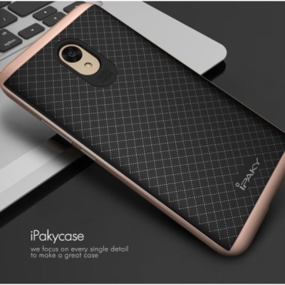 Meizu m5 note „IPAKY“ kieto silikono TPU juodas (rožinės spalvos apvadais) dėklas - nugarėlė / Priedai.lt