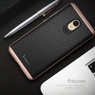 Meizu m5 note „IPAKY“ kieto silikono TPU juodas (rožinės spalvos apvadais) dėklas - nugarėlė / Priedai.lt