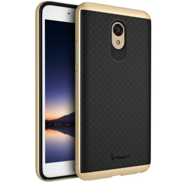 „IPAKY“ kieto silikono (TPU) dėklas - juodas / auksinis (m5 note)