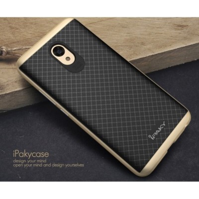 Meizu m5 note „IPAKY“ kieto silikono TPU juodas (aukso spalvos apvadais) dėklas - nugarėlė / Priedai.lt