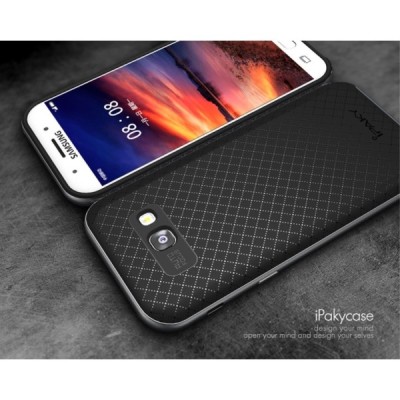 Samsung Galaxy A5 2017 (A520) „IPAKY“ cieta silikona (TPU) melns apvalks (apmales - pelekā krāsā) / Vacins.lv