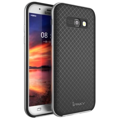 Samsung Galaxy A5 2017 (A520) „IPAKY“ cieta silikona (TPU) melns apvalks (apmales - sudrabā krāsā) / Vacins.lv