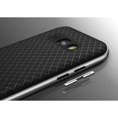 Samsung Galaxy A5 2017 (A520) „IPAKY“ kieto silikono TPU juodas (sidabro spalvos apvadais) dėklas - nugarėlė / Priedai.lt