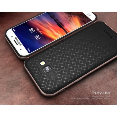 Samsung Galaxy A5 2017 (A520) „IPAKY“ cieta silikona (TPU) melns apvalks (apmales - rozā krāsā) / Vacins.lv