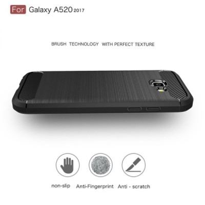 Samsung Galaxy A5 2017 (A520) „Carbon“ cieta silikona (TPU) melns apvalks / vacins.lv