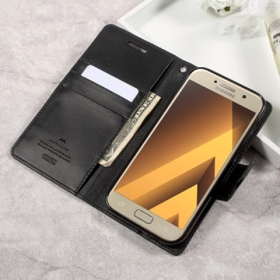 Mercury Sonata atverčiamas Samsung Galaxy A5 2017 (A520) juodas odinis dėklas - piniginė / Priedai.lt