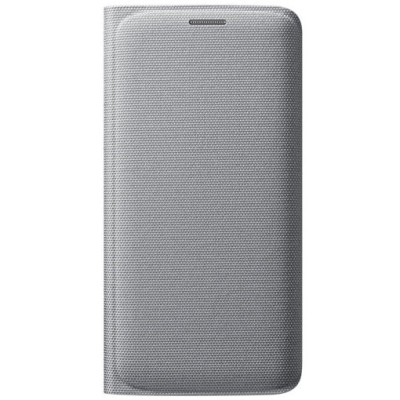 Samsung Galaxy S6 Edge oficiāls Flip Wallet Cover atvērams sudrabs ādas maciņš / Vacins.lv