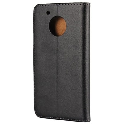 Motorola Moto G 5rd (5 Gen) atvēramais ādas melns Casual maciņš (maks) / Vacins.lv