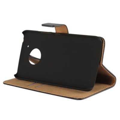 Motorola Moto G 5rd (5 Gen) atvēramais ādas melns Casual maciņš (maks) / Vacins.lv