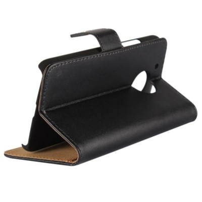 Motorola Moto G 5rd (5 Gen) atvēramais ādas melns Casual maciņš (maks) / Vacins.lv