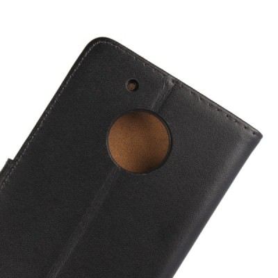 Motorola Moto G 5rd (5 Gen) atvēramais ādas melns Casual maciņš (maks) / Vacins.lv