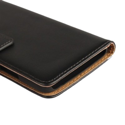 Motorola Moto G 5rd (5 Gen) atvēramais ādas melns Casual maciņš (maks) / Vacins.lv