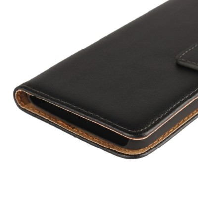 Motorola Moto G 5rd (5 Gen) atvēramais ādas melns Casual maciņš (maks) / Vacins.lv