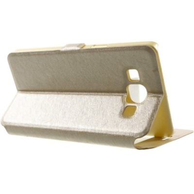 Samsung Galaxy A5 (A500) dual window atvēramais zelta maciņš / Vacins.lv