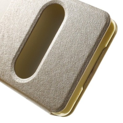 Samsung Galaxy A5 (A500) dual window atvēramais zelta maciņš / Vacins.lv