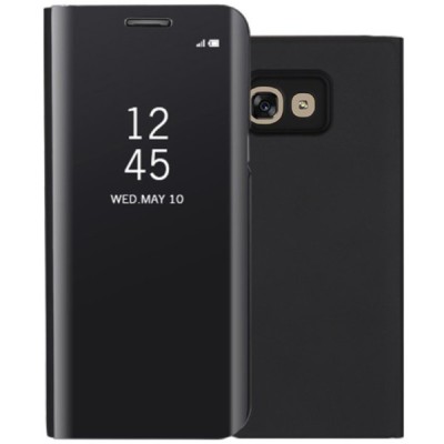 Samsung Galaxy A5 2017 (A520) plastmasas atvērams melns ādas maciņš / Vacins.lv